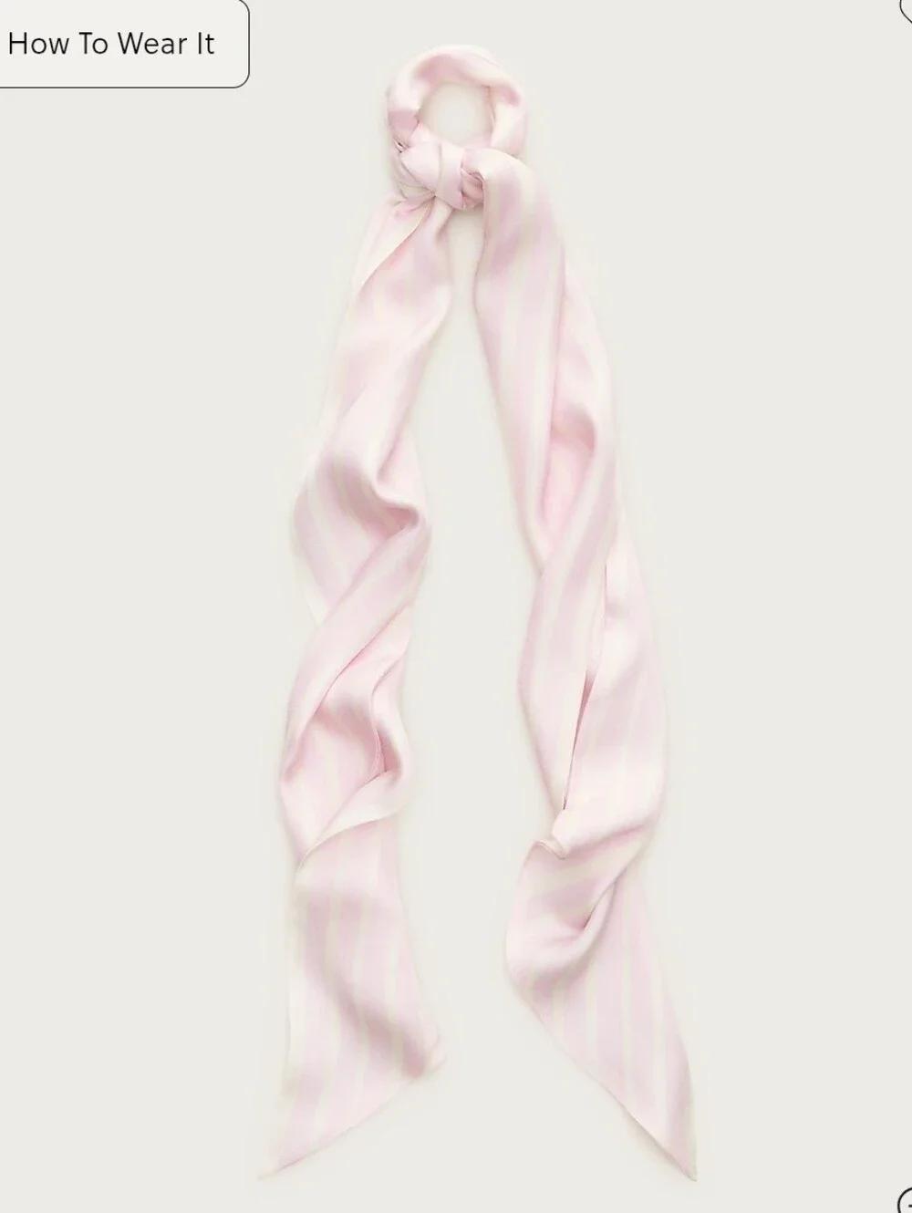 NWT J Crew Silk Scarf Pastel Pink W Stripes